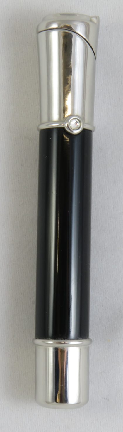 SAROME bâton noir/métal argent 1 strass