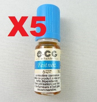 Boite 5 flacon E-liquide e-CG Signature Festnoz 6 mg