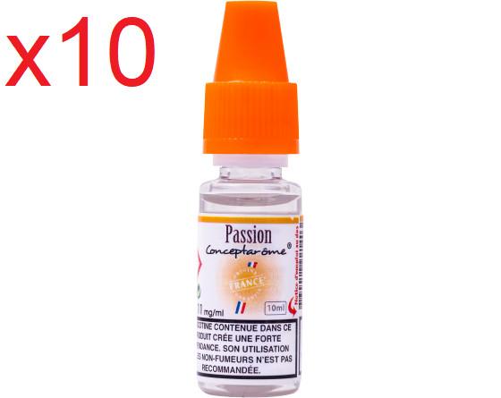 10 flacons E-liquide concept arome goût passion 11 mg de nicotine
