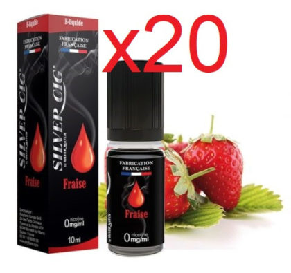 20 flacons e-liquide silver cig fraise 6