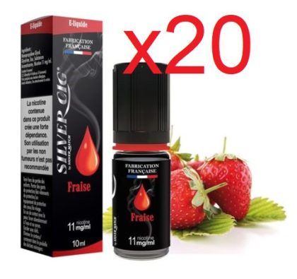 20 flacons e-liquide silver cig fraise 0