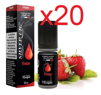 20 flacons e-liquide silver cig fraise 11mg