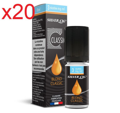 20 flacons e-liquide silvrer cig blond clasic 0 mg