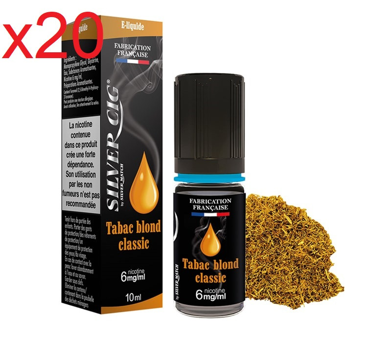 20 flacons e-liquide silvrer cig blond clasic 3 mg