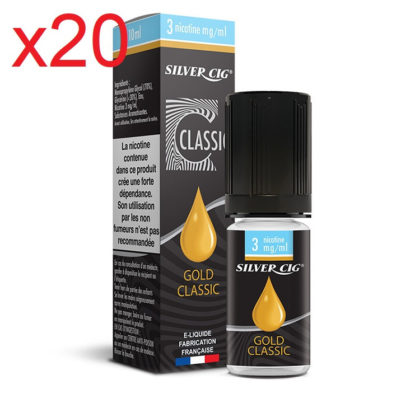20 flacons e-liquide silvrer cig gold classic 0 mg