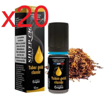 20 flacons e-liquide silvrer cig gold classic 6 mg