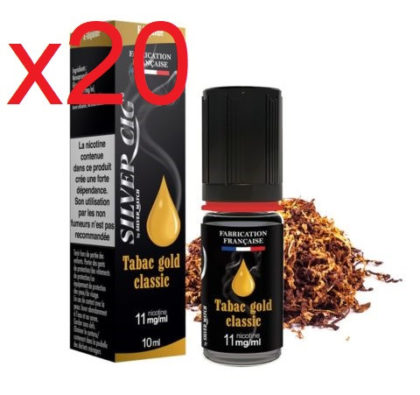 20 flacons e-liquide silvrer cig gold classic 3 mg
