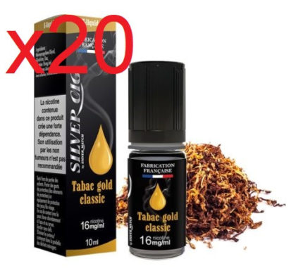 20 flacons e-liquide silvrer cig gold classic 11 mg