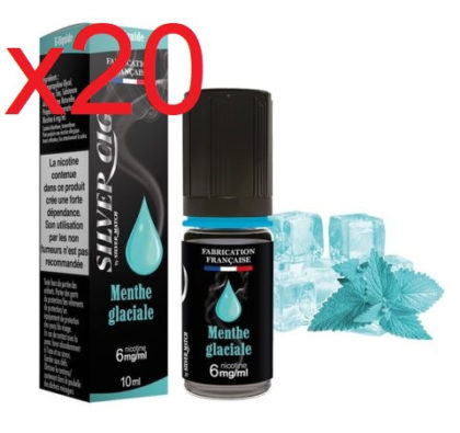 20 flacons e-liquide silvrer menthe glaciale 3 mg