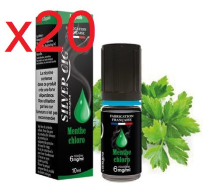 20 flacons e-liquide silvrer menthe chloro 3 mg