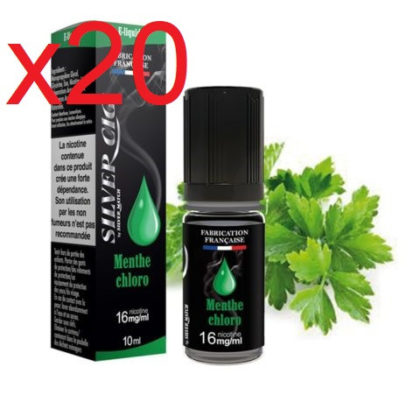 20 flacons e-liquide silver cig menthe chloro 11 mg