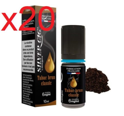 20 flacons e-liquide silver cig tabac brun classic 3mg