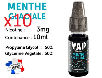 E-liquide VAP NATION menthe glaciale 3 mg/ml de nicotine