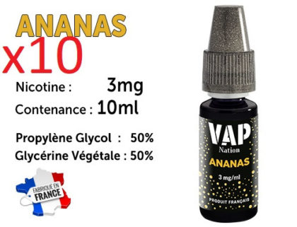 E-liquide VAP NATION ananas 3 mg/ml de nicotine