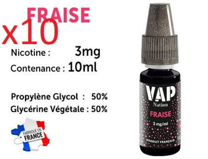 E-liquide VAP NATION fraise 3 mg/ml de nicotine
