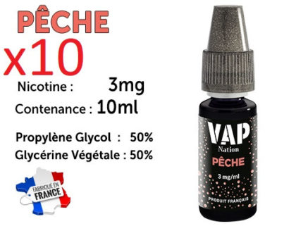 E-liquide VAP NATION pêche 3 mg/ml de nicotine