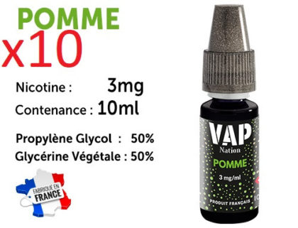 E-liquide VAP NATION pomme 3 mg/ml de nicotine