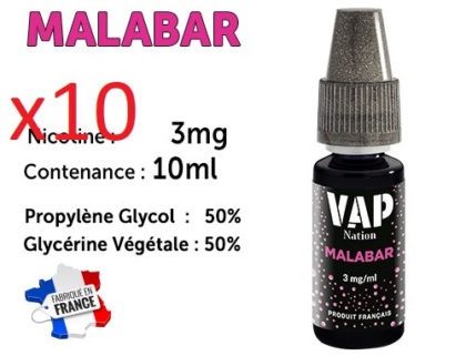 E-liquide VAP NATION malabar 3 mg/ml de nicotine