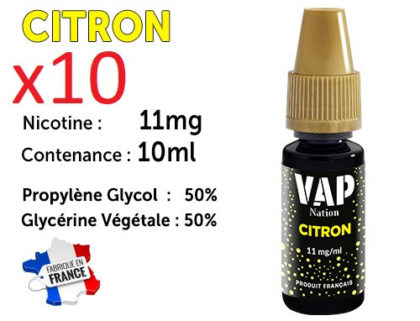 E-liquide Vap Nation citron 11mg/ml de nicotine