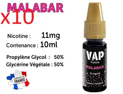 E-liquide Vap Nation malabar 11mg/ml de nicotine
