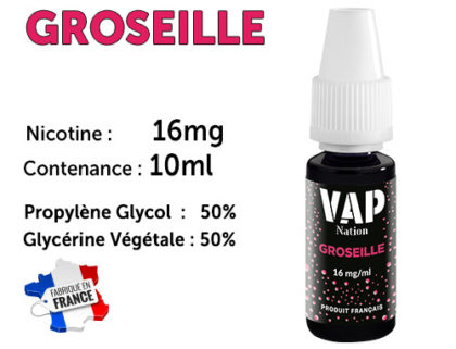 E-liquide Vap nation groseille 16mg/ml de nicotine