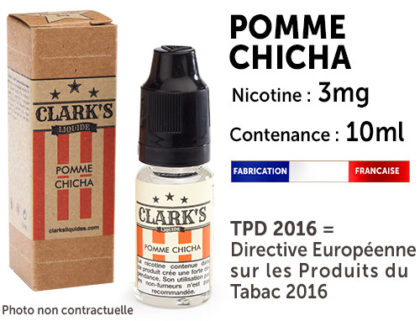 CLARK'S pomme chicha 3mg de nicotine 50/50