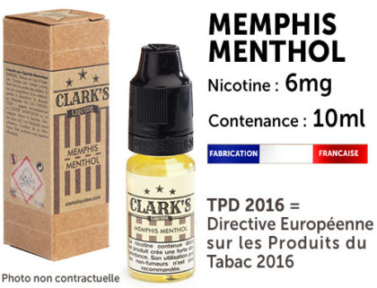 E-liquide Clark's tabac Menphis 6 mg de nicotine 50/50