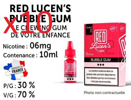 10 flacons Red lucen's pomme 6 mg/ml de nicotine