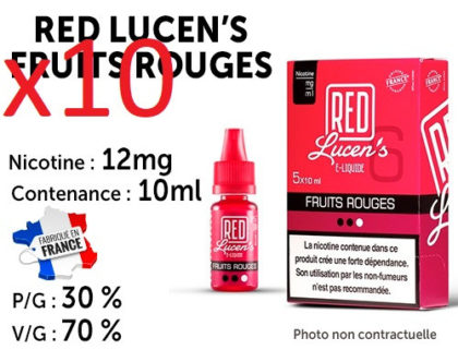 10 flacons Red lucen's fraise 12mg/ml de nicotine