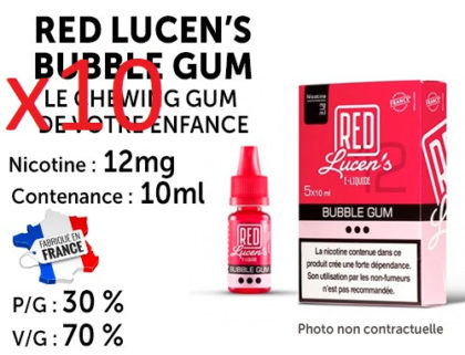 10 flacons Red lucen's pomme 12mg/ml de nicotine