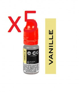 Boite 5 flacons E-CG vanille 0mg de nicotine.
