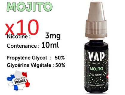 E-liquide VAP NATION mojito 3 mg/ml de nicotine