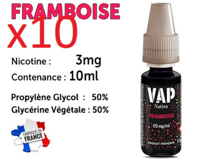 E-liquide VAP NATION framboise 3 mg/ml de nicotine