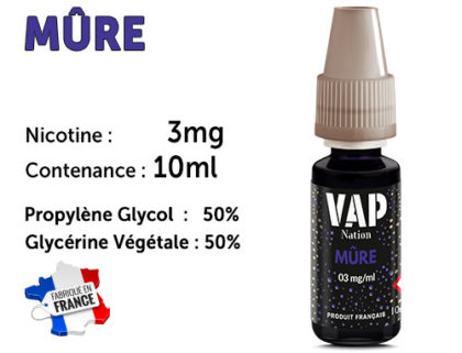 E-liquide VAP NATION framboise 3 mg/ml de nicotine