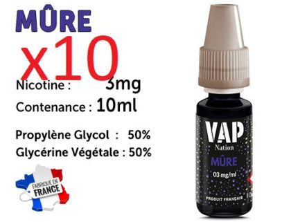 E-liquide VAP NATION mûre 3 mg/ml de nicotine