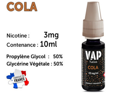 E-liquide VAP NATION cola 3 mg/ml de nicotine