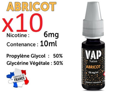 Vap Nation vanille abricot 6mg/ml de nicotine.