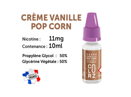 VAP COLORZ Crème vanille pop corn 11 mg/ml de nicotine 50/50
