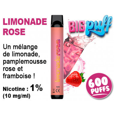 E-cig jetable BIG PUFF jus de pastèque 1% (10mg/ml) de nicotine