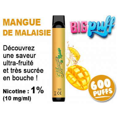 E-cig jetable BIG PUFF Limonade rose 1% (10mg/ml) de nicotine