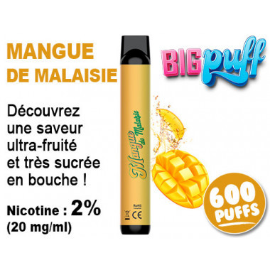 E-cig jetable BIG PUFF Limonade rose 2% (20mg/ml) de nicotine
