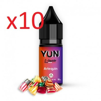 10 flacons e-liquides YUN Arlequin 10 ml, 16 mg/ml  de nicotine .