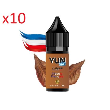 10 flacons E-liquide YUN Salt Classic Français 10mL, 20mg/ml, 50/50