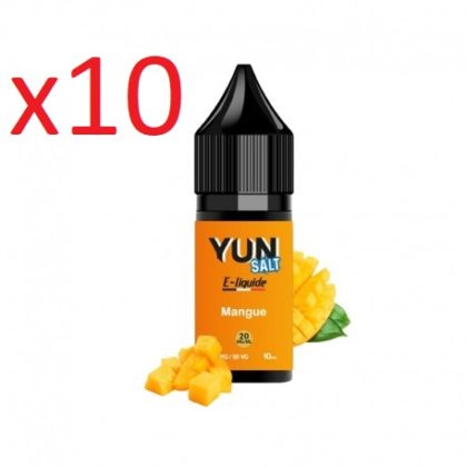 10 flacons, E-liquide YUN Salt mangue   10mL,20mg/ml, 50/50.