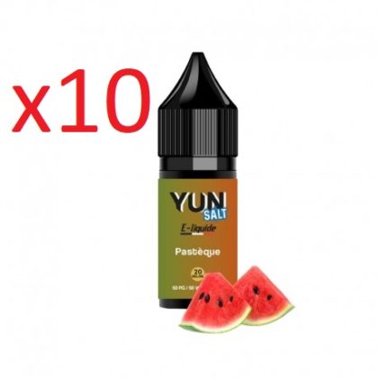 10 flacons, E-liquide YUN Salt pastèque   10mL,20mg/ml, 50/50.