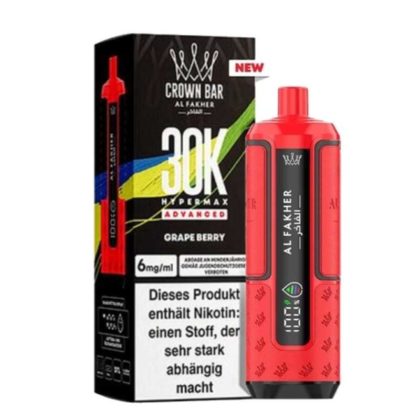 Puff HyperMax 30K Crown Bar – Al Fakher Grape Berry, 6 mg