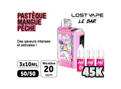 LOST VAP LE BAR 45K PASTEQUE MANGUE PECHE 20 MG ML