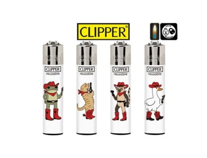 4 briquets Clipper Pierre Maxi Cowboy Animals